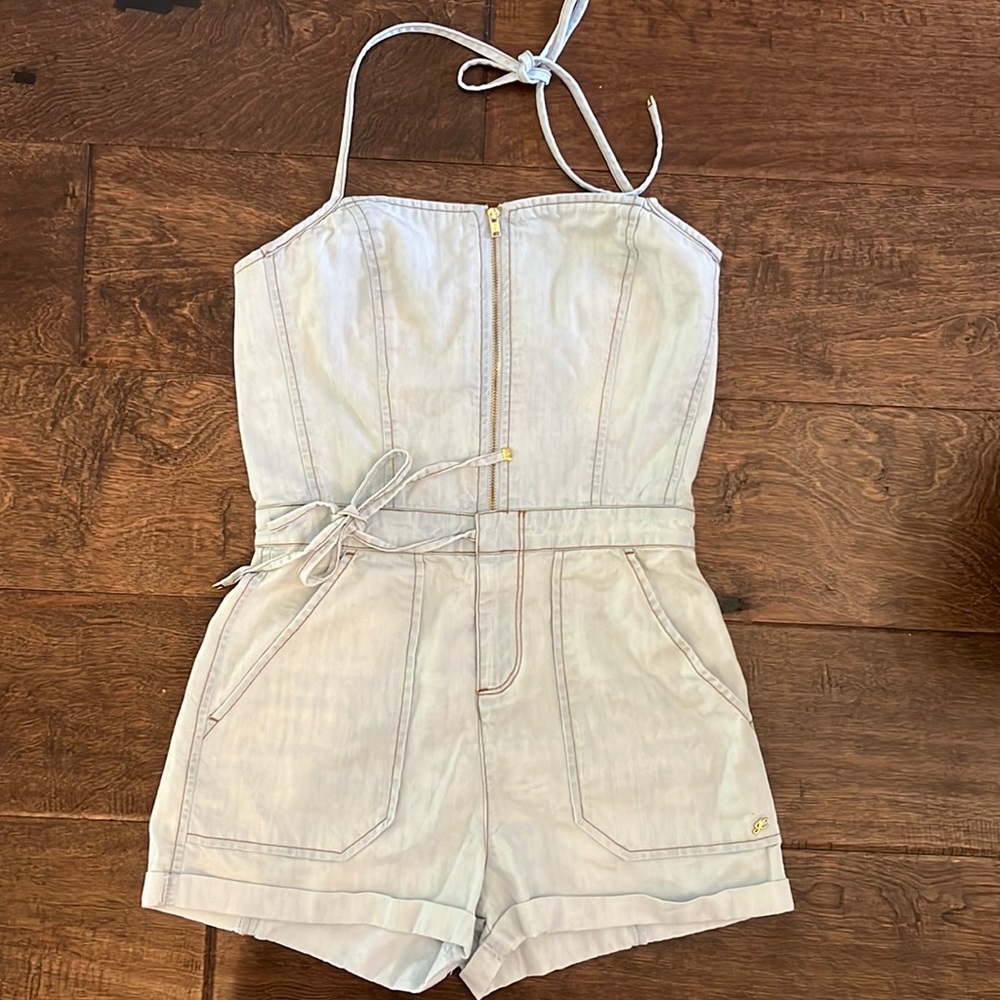 Juicy Couture Light Blue Denim Strapless Romper